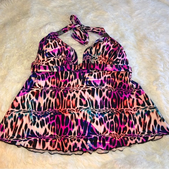 VENUS Hot Pink and Black Animal print Bikini a Tankini Swimwear size 4 NWOT - Picture 3 of 16